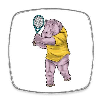 Raquettes de tennis Hippopotamus - Magnet carré - blanc - Devant