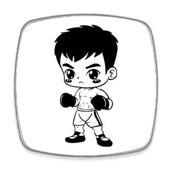 Lustiger Kickboxer - Viereckiger Kühlschrankmagnet - Weiß - Vorne