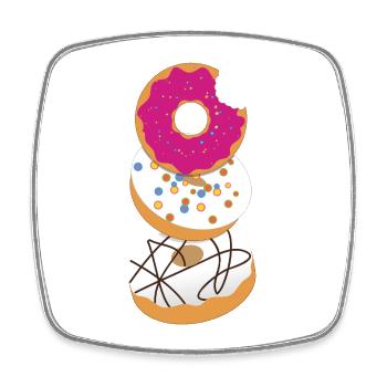 Donuts Motiv – Drei süße Hingucker mit Glasur - Viereckiger Kühlschrankmagnet - Weiß - Vorne