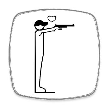 Design minimaliste de tireur au pistolet - Magnet carré - blanc - Devant