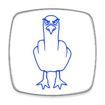 Seagull middle finger insult stinky finger naughty - Square fridge magnet - white - Front