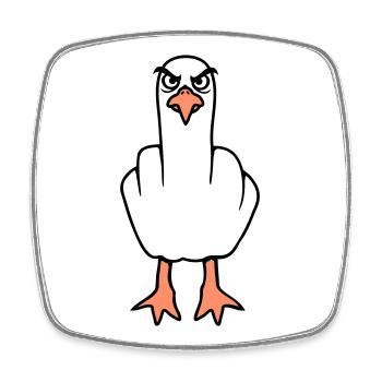 Seagull middle finger insult stinky finger naughty - Square fridge magnet - white - Front