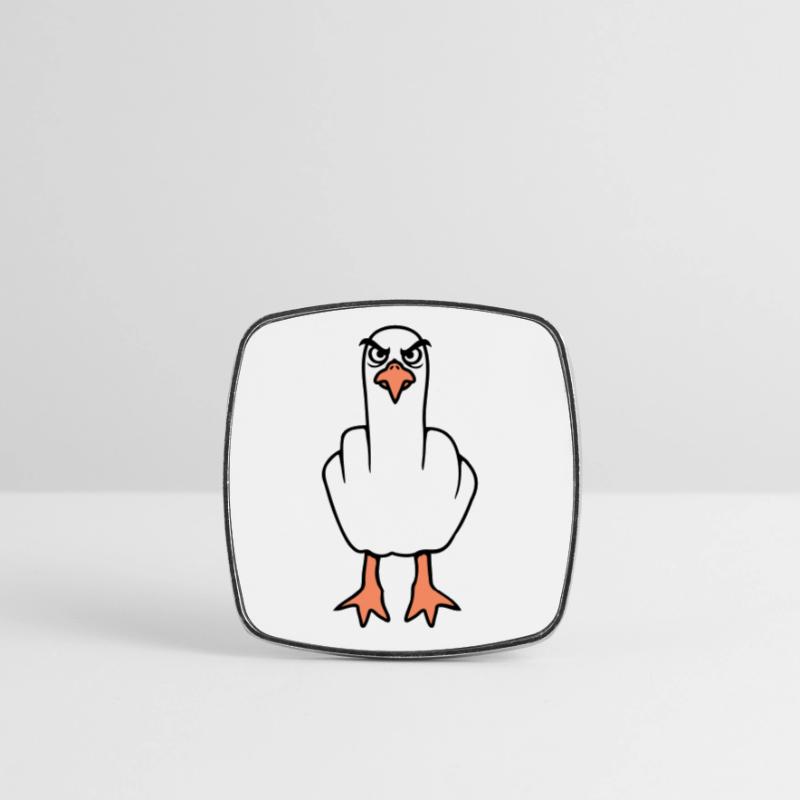 Möwe Mittelfinger Beleidigung Stinkefinger frech Viereckiger Kühlschrankmagnet