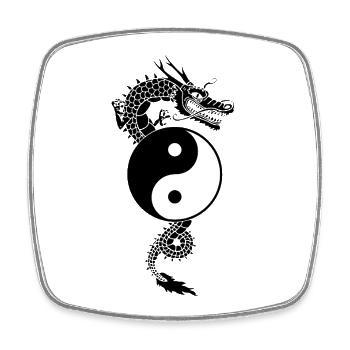 Chinesischer Yin-Yang-Drache - Viereckiger Kühlschrankmagnet - Weiß - Vorne