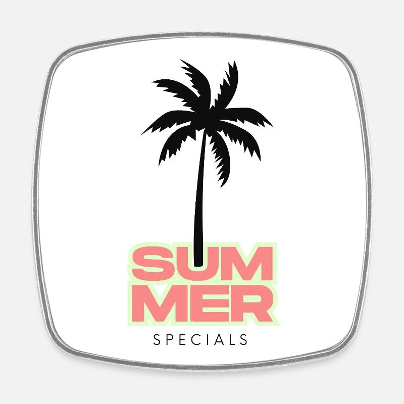Summer Vibes Palm Trees Silhouette - Summertime - Square fridge magnet - white