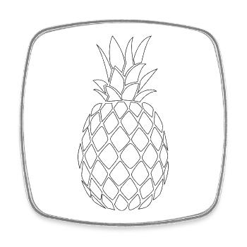 Pineapple black - Minimal Design - Square fridge magnet - white - Front