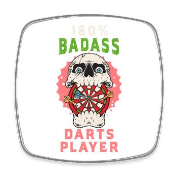 180% Badass Darts Spieler - Skull & Darts Edition - Viereckiger Kühlschrankmagnet - Weiß - Vorne