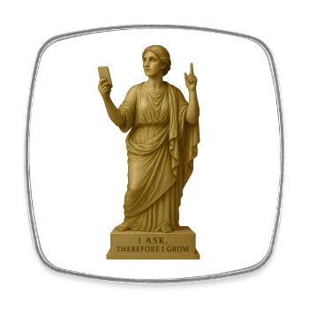 Ancient Philosopher Statue with Message - Square fridge magnet - white - Front