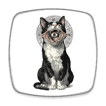 Mystischer Katzenalbtraum mit Auge - Viereckiger Kühlschrankmagnet - Weiß - Vorne