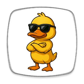 Coole Ente Selbstbewusst Gamer Cartoon Gangster - Viereckiger Kühlschrankmagnet - Weiß - Vorne