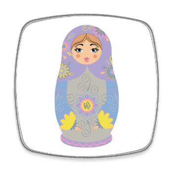 Illustration de poupée matriochka colorée - Magnet carré - blanc - Devant