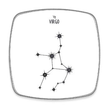 Signe du zodiaque Vierge Constellation d’étoiles Noir et gris - Magnet carré - blanc - Devant