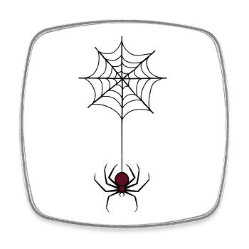 Gruselige Halloween-Spinne im Netz - Viereckiger Kühlschrankmagnet - Weiß - Vorne