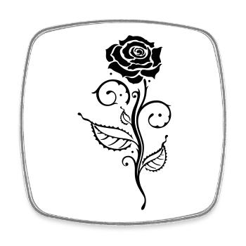 Schwarze Rose Ornament Gothic - Viereckiger Kühlschrankmagnet - Weiß - Vorne