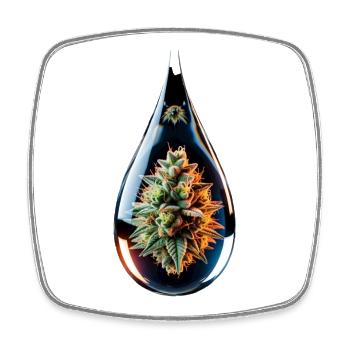 Cannabisbud im Glastropfen - Hanf - Weed - Viereckiger Kühlschrankmagnet - Weiß - Vorne