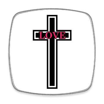 Cross Christian Love - Square fridge magnet - white - Front