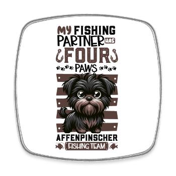 Pêche et Affenpinschers - Magnet carré - blanc - Devant