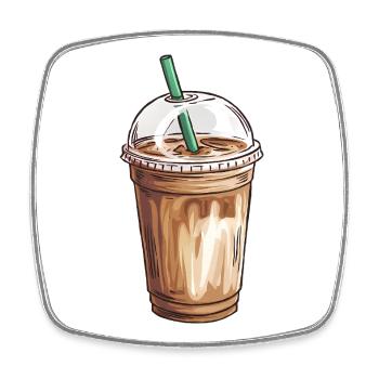 Eiskaffee-Illustration für Café-Enthusiasten - Viereckiger Kühlschrankmagnet - Weiß - Vorne