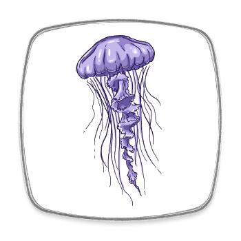 Purple Jellyfish Illustration  - Viereckiger Kühlschrankmagnet - Weiß - Vorne