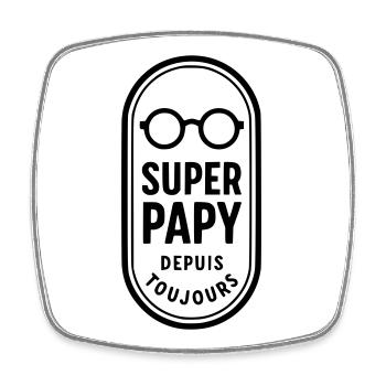 Super Papy depuis toujours - Magnet carré - blanc - Devant
