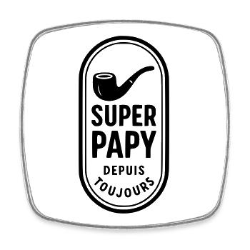 Super Papy depuis toujours - Magnet carré - blanc - Devant