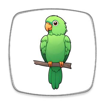 Adorable Green Parrot - Square fridge magnet - white - Front