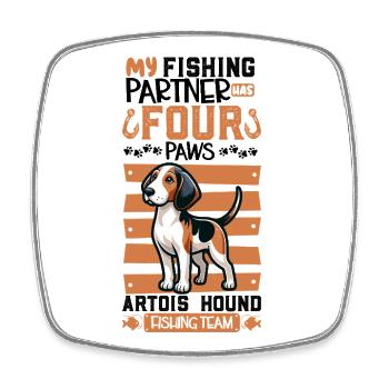 Fishing and Assyrian Mastiff - Square fridge magnet - white - Front