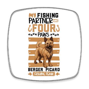 Fishing and Berger Picar - Square fridge magnet - white - Front