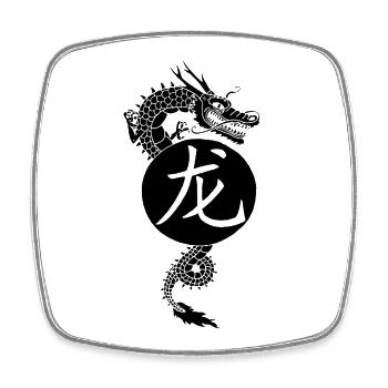 Black Dragon of China - Square fridge magnet - white - Front
