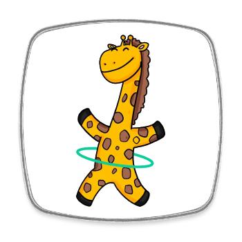 Niedliche Giraffe mit Reifen - Viereckiger Kühlschrankmagnet - Weiß - Vorne