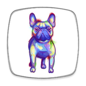 Bouledogue français coloré - Magnet carré - blanc - Devant