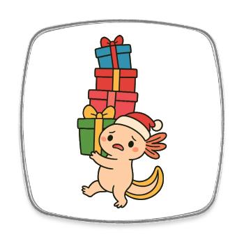 Axolotl de Noël – Idée cadeau amusante - Magnet carré - blanc - Devant