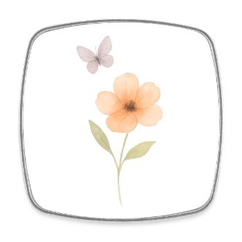 Wasserfarben Blüte und Schmetterling - Viereckiger Kühlschrankmagnet - Weiß - Vorne