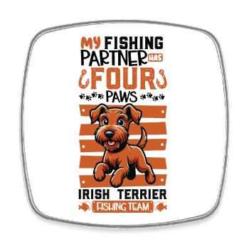 Pêche et terrier irlandais - Magnet carré - blanc - Devant