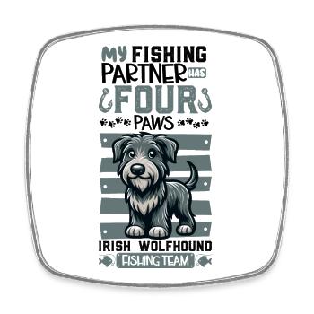 Fishing and Irish Wolfhound - Square fridge magnet - white - Front