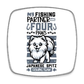 Angeln und Japan-Spitz - Viereckiger Kühlschrankmagnet - Weiß - Vorne