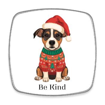 Be Kind – Dog in Christmas Sweater - Viereckiger Kühlschrankmagnet - Weiß - Vorne