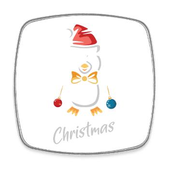 Merry Christmas Pinguin mit Weihnachtsmütze - Viereckiger Kühlschrankmagnet - Weiß - Vorne