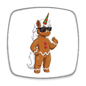 Cool Gingerbread Man Unicorn Christmas Cartoon - Square fridge magnet - white - Front