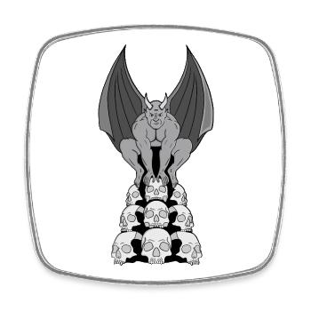 Gargoyle Dämon über Schädeln - Viereckiger Kühlschrankmagnet - Weiß - Vorne