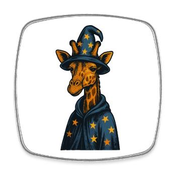 Magicien Girafe Art Magique - Magnet carré - blanc - Devant
