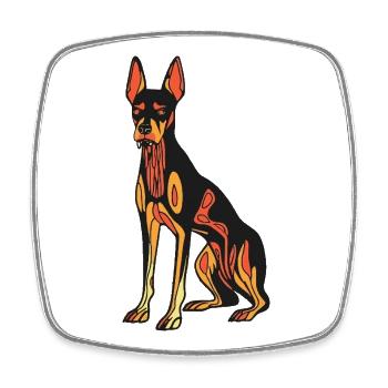 Dobermann Hund Halloween Zombie - Viereckiger Kühlschrankmagnet - Weiß - Vorne