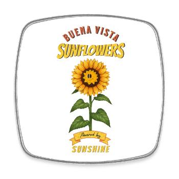 Tournesols Buena Vista — Soleil (en détresse) - Magnet carré - blanc - Devant