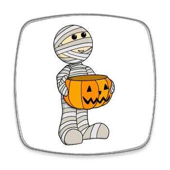 Süße Mumie mit Jack-o-Lantern - Viereckiger Kühlschrankmagnet - Weiß - Vorne