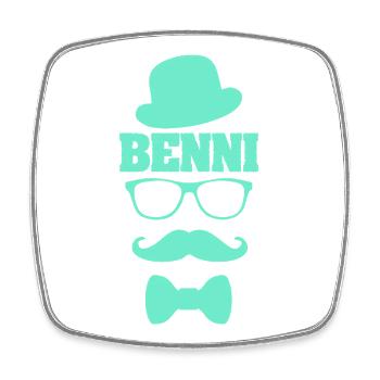 Benni als Vorname - Viereckiger Kühlschrankmagnet - Weiß - Vorne