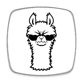 Lama Wütend Cool Sonnenbrille Pelzig Alpaka Sauer - Viereckiger Kühlschrankmagnet - Weiß - Vorne
