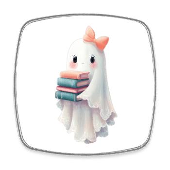 Geist Halloween Bücher - Viereckiger Kühlschrankmagnet - Weiß - Vorne