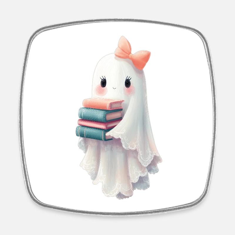 Geist Halloween Bücher - Viereckiger Kühlschrankmagnet - Weiß