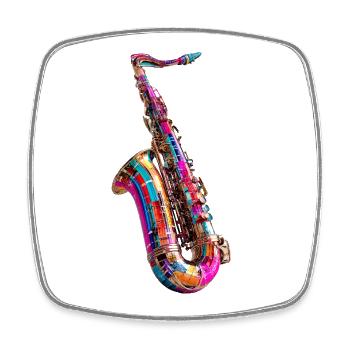 Kunterbuntes Saxophondesign - Viereckiger Kühlschrankmagnet - Weiß - Vorne