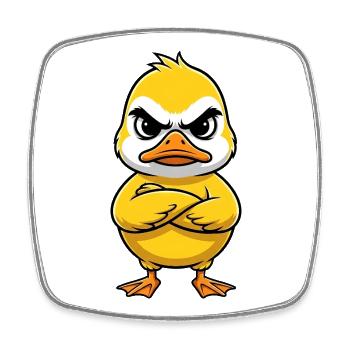 Grumpy Duck Cartoon Annoyed Grumpy Sour - Square fridge magnet - white - Front
